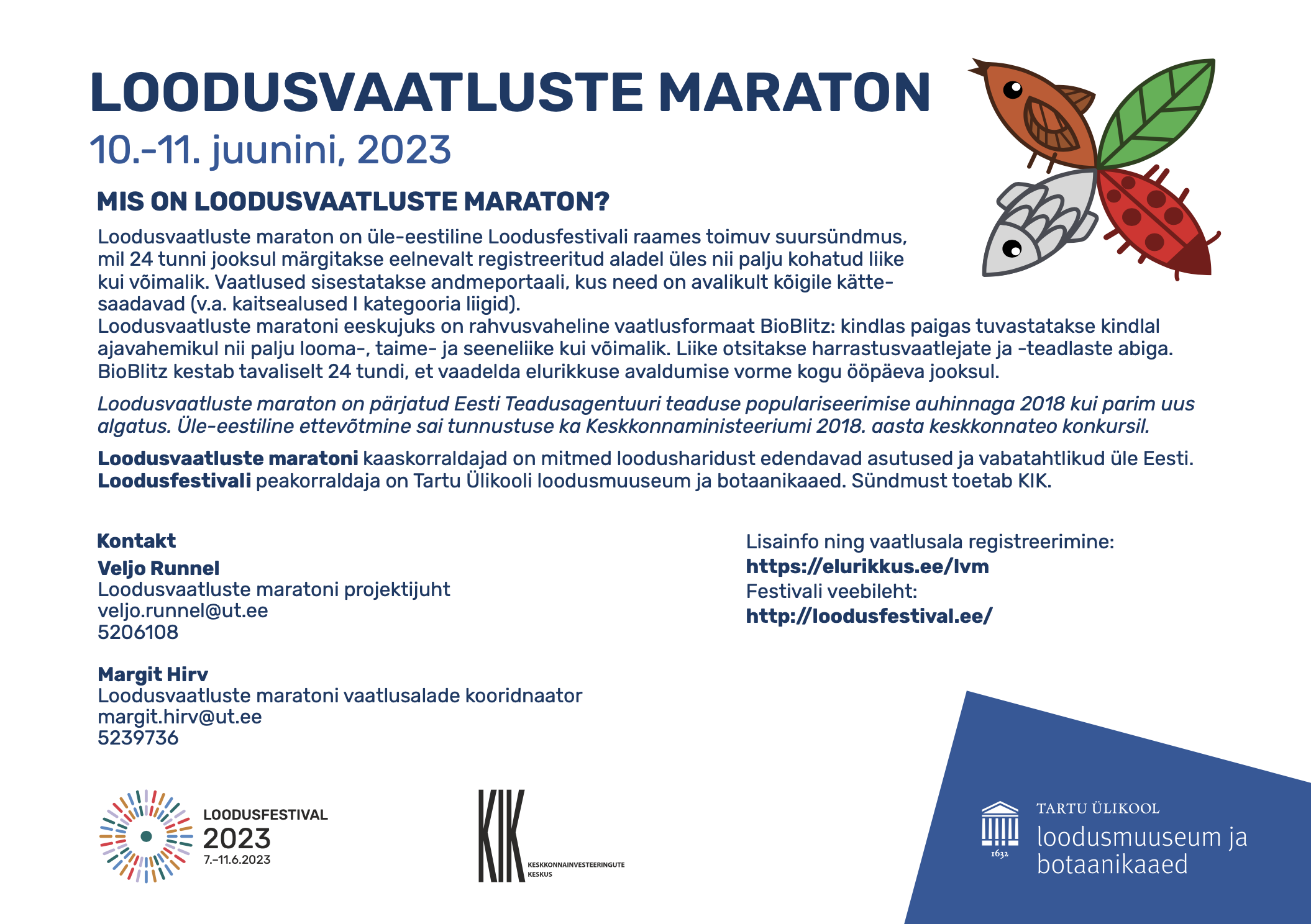 Loodusvaatluste maraton 2023 info