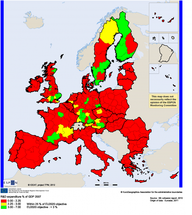 Kulutused teadus- ja arendustegevusteks. % SKPst, 2007