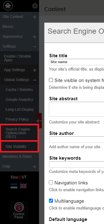 Site visibility and SEO