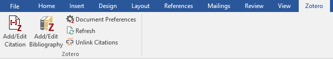 Zotero add-in in MS Word