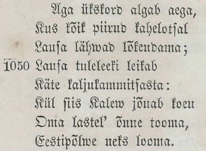 Kalevipoja lõpuvärsid 1862. a väljaandes