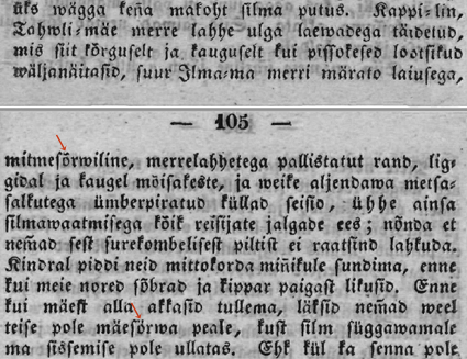 Kreutzwald, Ma- ja Merre-piltid, 1850 (väljalõige)