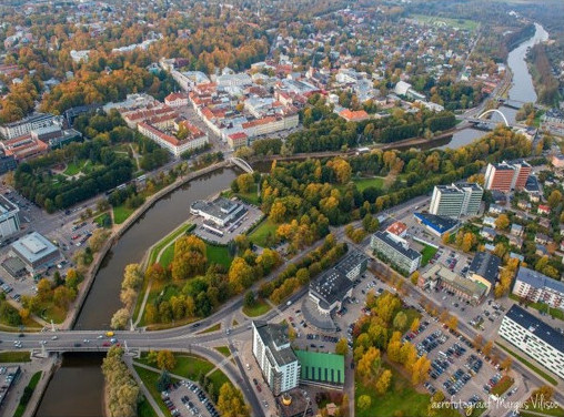 Center of Tartu aerial view