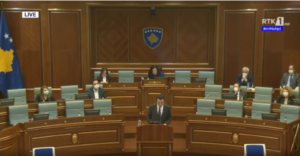 Image: Kosovo Parliament during no-confidence motion presented against the Government (source: Kosovo Public Broadcaster – RTK)