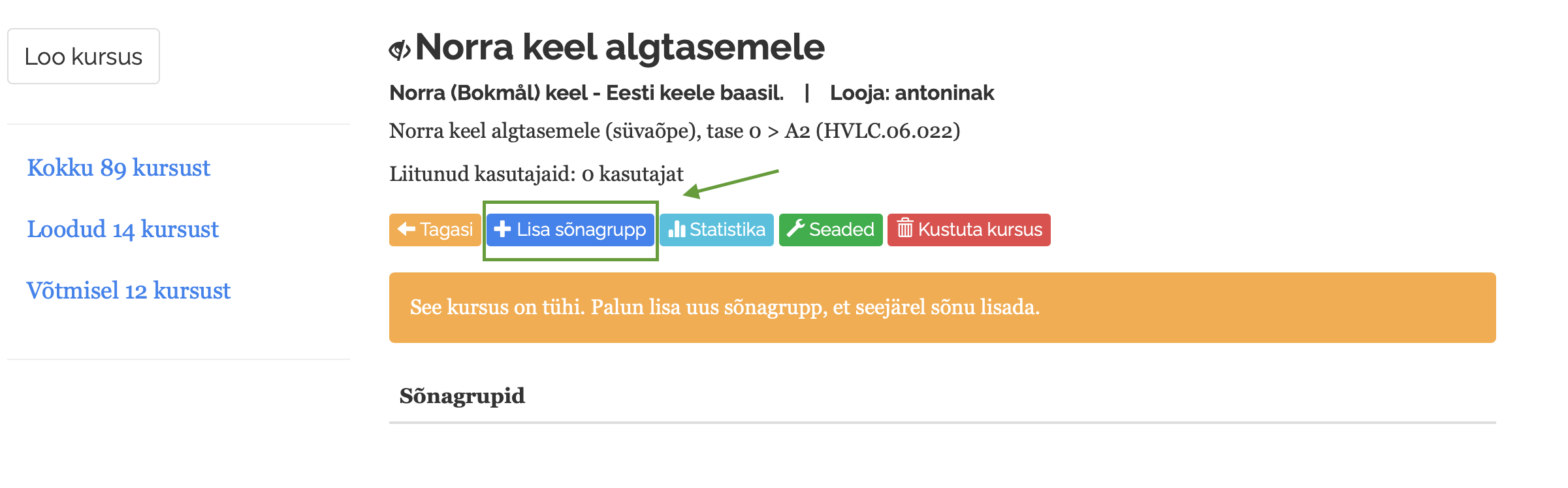 Sõnagrupi lisamine