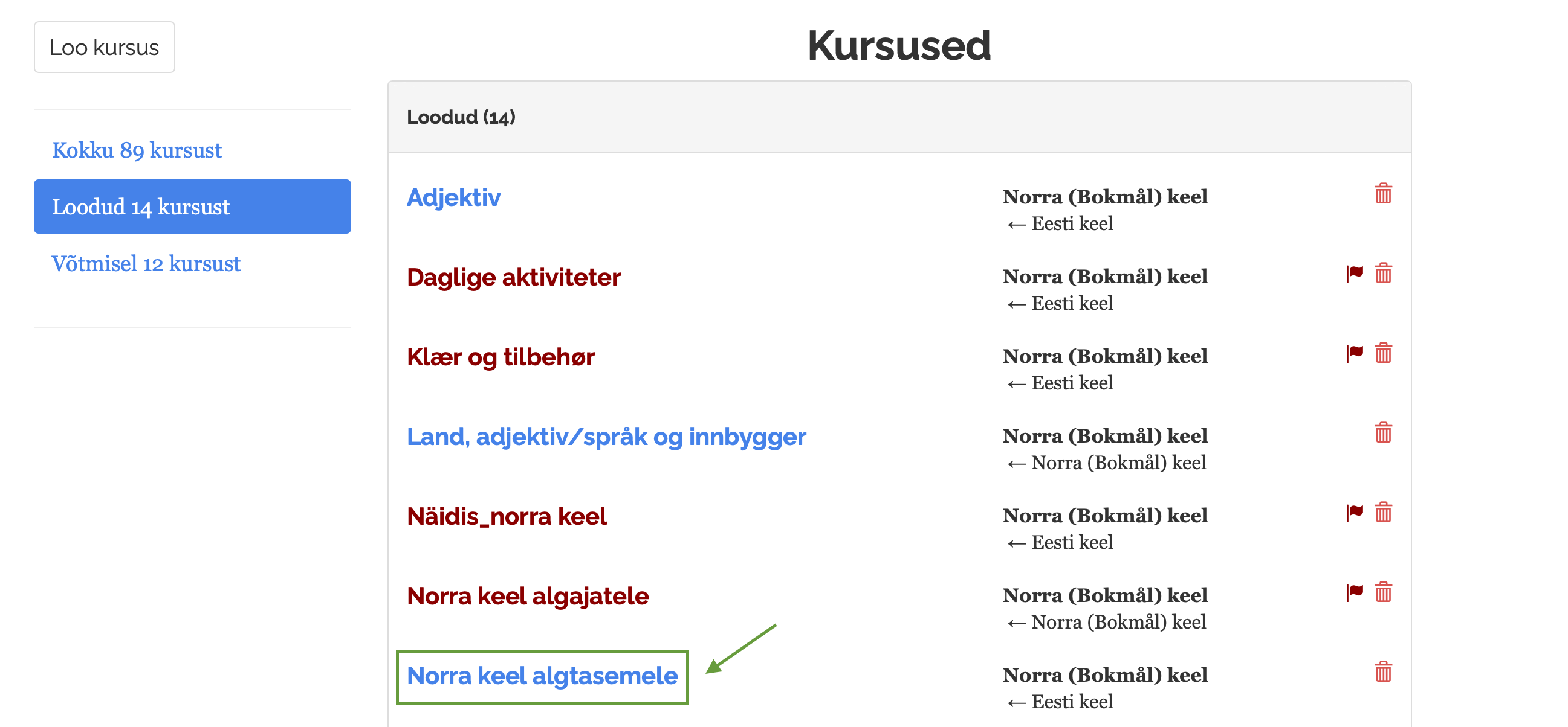 Kursuse leidmine
