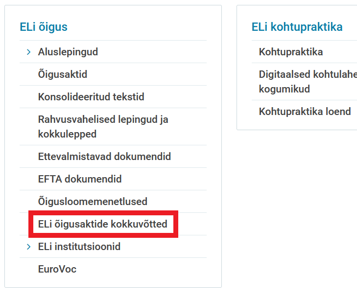 EURLexi kokkuvõtted