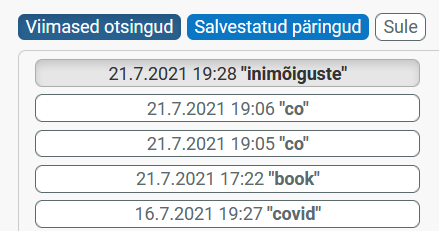 IATE viimased otsingud nupud