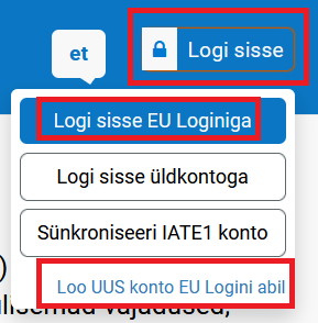IATEsse sisse logimine