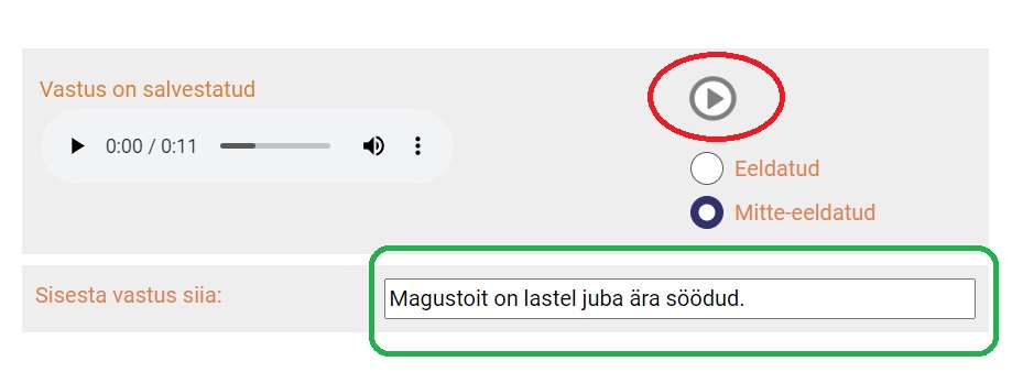 küsimuse taasesitamise nupp