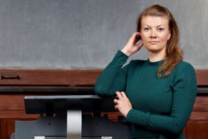 Fotol Helen Reim vana anatoomikumi ringauditooriumis.