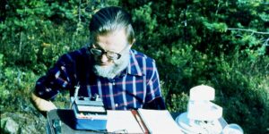 Juhan Ross Kenttajarvil uurimistööd tegemas, 1979