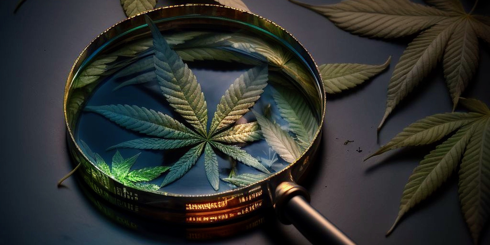 Pildil kanepilehed luubi all